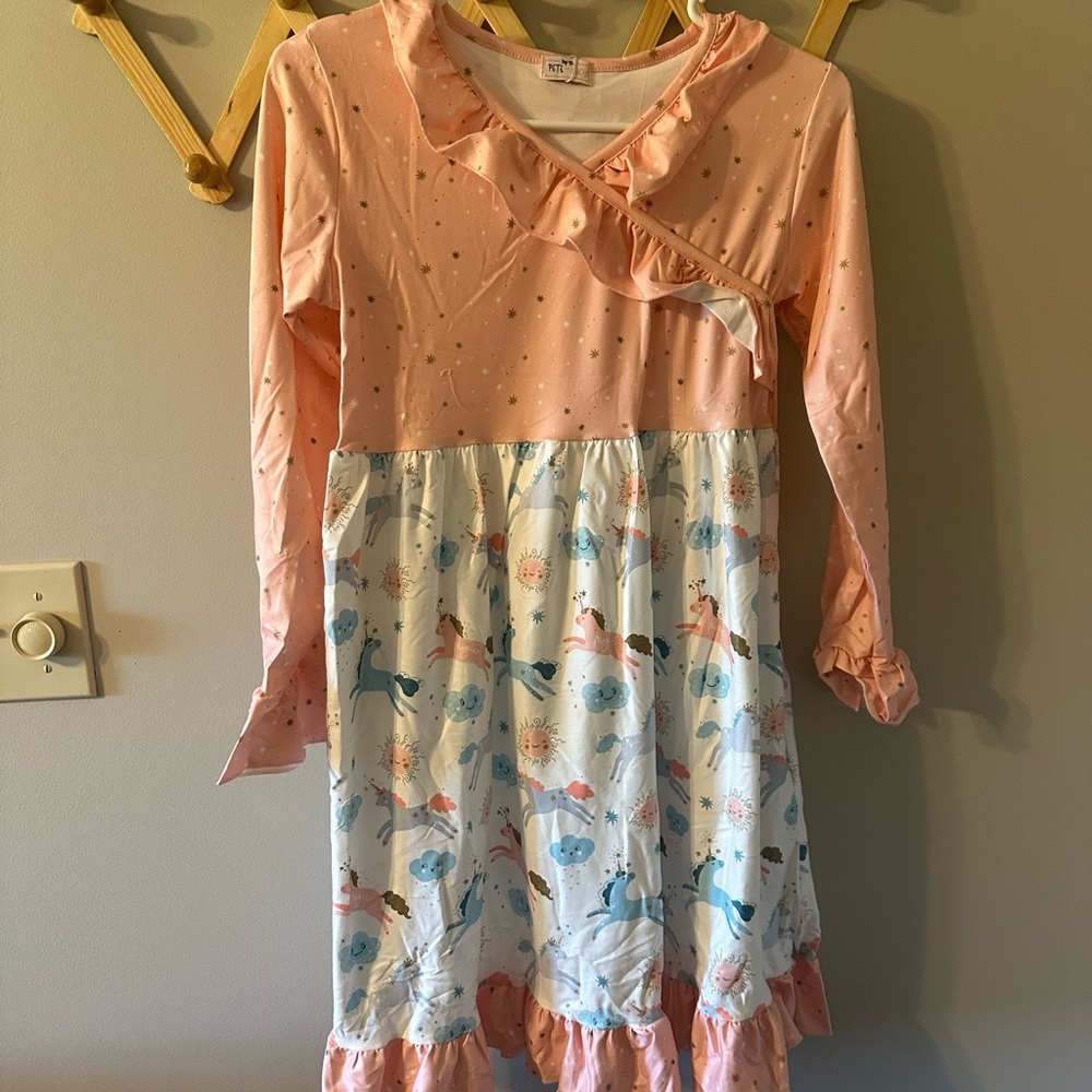 Pete and Lucy girl’s dress. Unicorn print. Long sleeve. Size 10/12. NWT